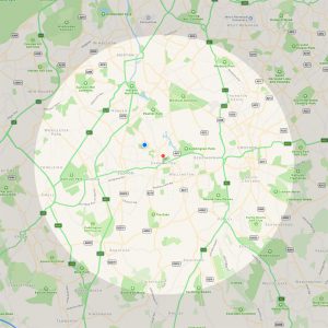 Carshalton map showing normal travel radius